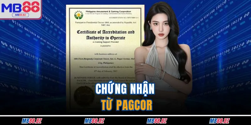 Chứng nhận từ PAGCOR