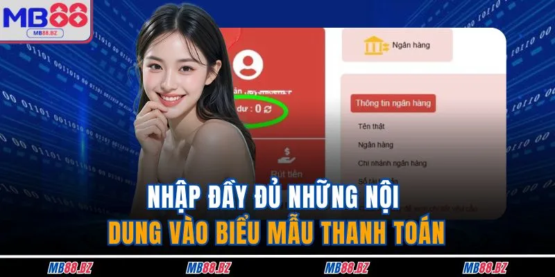 Nhập đầy đủ những nội dung vào biểu mẫu thanh toán